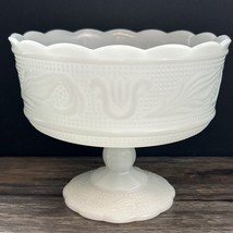 Vintage Footed Compote &amp; Pedestal Candy Dish White Milk Glass Bowl 6.5&quot; - £11.80 GBP
