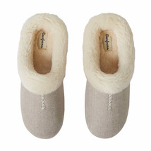 Dearfoams Women&#39;s Size Large (9/10), Memory Foam Faux Fur Slippers, Beige  - £13.46 GBP