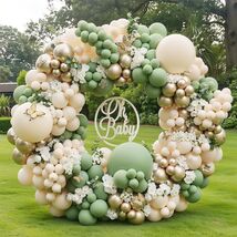 Green Gold Balloon Arch Kit Sage Beige Wedding Party Decor - $29.99