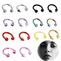 14pcs Stainless Steel Nose Ring Hoop Septum Rings Lip Studs Nostril Earrings Tra - £15.25 GBP