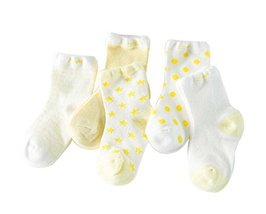 Five Pairs Summer Thin Section Mesh Cotton YELLOW Baby Socks