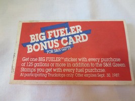 Vintage Big Fueler Bonus Card S&amp;H Green Stamps Card - £11.79 GBP