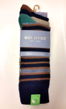 3 Pair Men&#39;s GOLD TOE Casual Traveler Textured Nautical Stripe Crew Sock... - £15.47 GBP