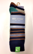 3 Pair Men&#39;s GOLD TOE Casual Traveler Textured Nautical Stripe Crew Socks NWT - £15.81 GBP