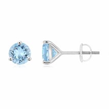 ANGARA Aquamarine Round Solitaire Stud Earrings For Women in 14K Gold (AAA, 6mm) - $728.10