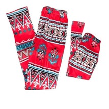 PATPAT AZTEC FLORAL RED BLUE MOTHER DAUGHTER MATCHING LEGGINGS SIZE SMAL... - $147.68 MXN