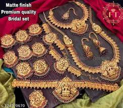Kundan South Temple Necklace haar Mala Jewelry Set Party Fashion Wedding Wear31 - $80.66