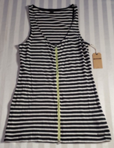 NWT True Religion Black &amp; White Stripped Cotton Tank Top size Medium - $24.74