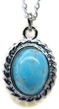 16" Danecraft Turquoise Pendant Necklace Chain Southwest - $44.54
