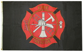 12x18 Fire Rescue Maltese Cross Black 100D Woven Poly Nylon BOAT Flag  - £11.71 GBP