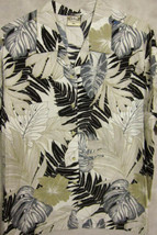 OUTSTANDING Go Barefoot White With Black Leaves Hawaiian Aloha Shirt 3XL... - £35.54 GBP