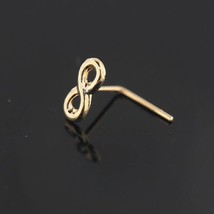 14K Yellow Gold-Plated Silver Mini Infinity L-Bend Nose Hoop Stud Pin 20 Gauge - £36.95 GBP