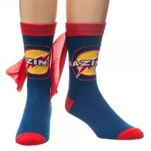 Big Bang Theory Bazinga Logo Blue/Red Crew Socks With Cape Licensed New Unused - £7.67 GBP
