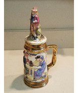 Vintage Hand Crafted 11&quot; Tall Beer Stein with Hiking Man Lid - £15.54 GBP