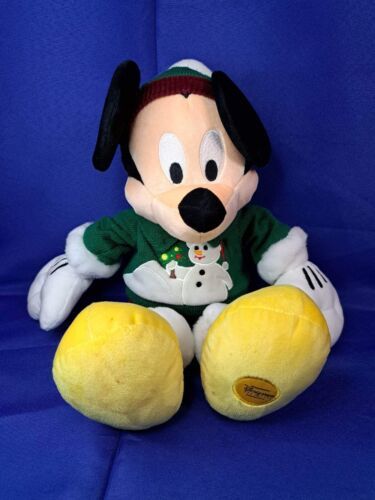 Disney Store Exclusive Mickey Mouse Plush 18" Tall in Winter Snowman Sweater  - £13.22 GBP
