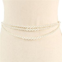 Gold Pearl Accented Waist Chain Bling Belt Trendy Statement Accessories Womens - £26.98 GBP