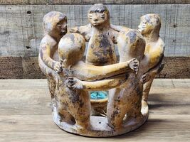 Vintage Aztec / Mayan Circle Of Friends Candle Holder Clay Pottery - 8&quot; ... - $596.41 MXN