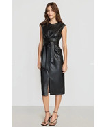 Women&#39;s Stylish Leather Dress Black Handmade Genuine Lambskin Casual Par... - $150.00+