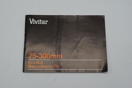 Vivitar Macro Camera Lens 75-300mm f4.5-f/5.6 Instructions Manual - £11.63 GBP