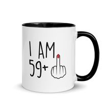 Funny 60 Year Old Gift Coffee Mug with Color Inside, I Am 59 Plus 1 Middle Finge - $18.76+