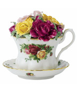 Royal Albert Old Country Roses Musical Teacup &amp; Saucer Sculpted Roses on... - £57.09 GBP