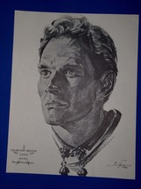 Charlton Heston Academy Award Oscar Portrait Print Vintage 1962 Volpe Be... - £8.96 GBP