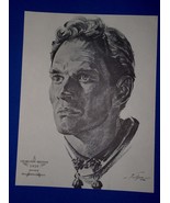 Charlton Heston Academy Award Oscar Portrait Print Vintage 1962 Volpe Be... - $11.99