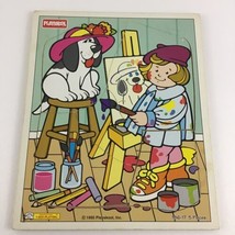 Playskool Jumbo Wood Puzzle Artist Pup Dog Painter Toddler First Vintage 186-17 - £13.16 GBP