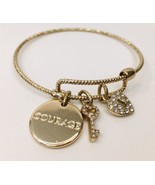 Mary Kay Expandable Bangle Bracelet COURAGE Gold Tone Rhinestone Heart K... - $12.00