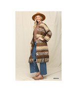 Gigio&#39;s  Aztec Print Duster Topper   Long BOHO Cardigan Fringe Detail &amp; ... - $42.31+