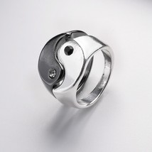 2Pcs Creative Yin Yang Gossip Ring Simple Metal Drop Oil Tai Chi Paired Rings Se - £9.85 GBP
