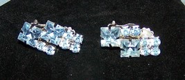 Light Blue Rhinestone Clip-on Earrings-Lot 88 - £10.80 GBP