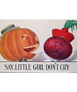 Halloween Postcard Fantasy Anthropomorphic Pumpkin Goblin Man Onion Face... - $125.40
