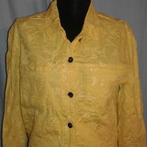 Chico&#39;s 0 S jacket Yellow Embroidered 4 MOP Buttons Pockets - £19.18 GBP