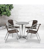 Flash Furniture Lila 23.5&#39;&#39; Round Aluminum Indoor-Outdoor Table Dark Brown  - £367.21 GBP