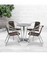 Flash Furniture Lila 23.5&#39;&#39; Round Aluminum Indoor-Outdoor Table Dark Brown  - £373.32 GBP