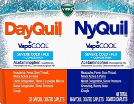 Vicks DayQuil and NyQuil VapoCOOL SEVERE Combo Cold &amp; Flu + Congestion Medicine, - £32.14 GBP