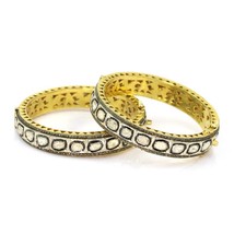 Vintage Look Bangle , Diamond Handmade Silver Gold Plated Bangle , Antique Look  - $600.00