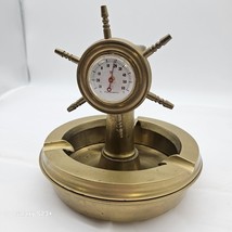 Vintage Brass Ship Steering Wheel Nautical Compass Thermometer Ashtray J... - $1,032.21 MXN