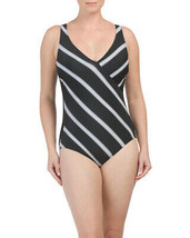 NWT GOTTEX swimsuit 8 tummy control black white slimming one-piece surpl... - £45.97 GBP