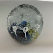 VINTAGE Handmade Paperweight Crystal Ball Glass Abstract Blue Orb Globe Gift KG - £19.71 GBP