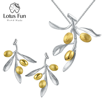 Olive Leaves Branch Fruits Jewelry Set with Dangle Earring Pendant Necklaces for - £79.37 GBP