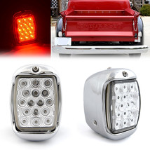 Red LED Tail Light Clear Lens w/ Chrome Housing Pair for 1940-53 Chevy GMC Truck - £104.58 GBP