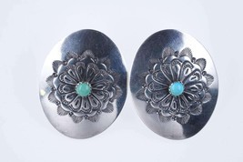 Large Retro BS Southwestern sterling Turquoise earrings - £52.77 GBP