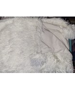 Nordstrom Rack White Faux Fur Throw with Pompoms - $48.00 CAD