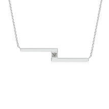 ANGARA 2.2mm Natural Diamond Bypass Bar Pendant Necklace in Silver for Women - £223.19 GBP