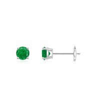 Angara Natural 3mm Emerald Classic Earrings in 14K White Gold for Women - £233.60 GBP