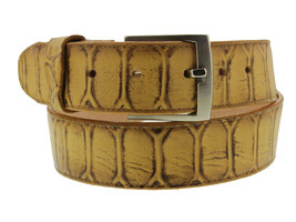 Western Cowboy Belt Buttercup Anaconda Pattern Leather Silver Buckle Cinto - £23.96 GBP