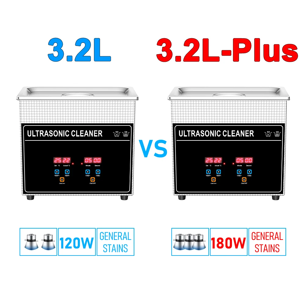 3.2L 120W/180W Ultrasonic Cleaner With Degas Stainless Steel Cleaning Ba... - $124.91+