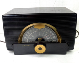 1950 General Electric Model 408 7 Tube FM UHF Broadcast Radio Bakelite Brown USA - $94.58